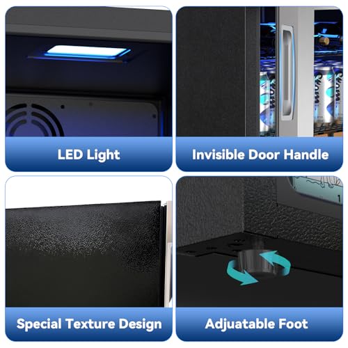 Image of Velivi Mini Fridge with Glass Door-Small Fridge Desk Beverage Cooler for Beer Drinks 1.4 Cu.Ft Countertop Beverage Fridge with Adjustable Shelves, Led Light for Bedroom /Office /Dorm | Desk Beer Drinks 1.4 Cu.Ft Countertop Beverage Fridge with Adjustable Shelves, Led Light for Bedroom /Office /Dorm Silver
