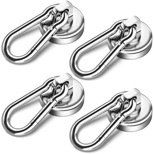 Grtard 4 Pack Magnetic Hooks Heavy Duty 70 Lbs Strong Magnetic Hooks with Swivel Carabiner for Cruise Cabins Neodymium Magnet Hooks Heavy Duty Magnetic Carabiner Hook for Garage Workplace Ktchen
