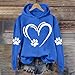Generisch Hoody Damen Lang Hundepfoten-Abdruck Pullover Mit Herzen Bequemer Oberteil Niedlich Damen Mit Herzen Lockeres Sweatshirt Herbst Kapuzenpullover Modische Top