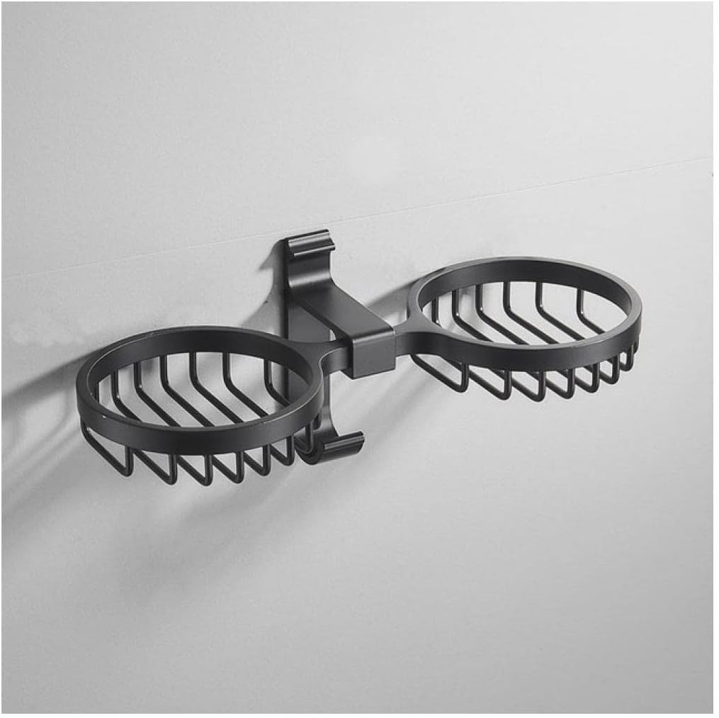 jabonera, Jabonera de Pared 2 Niveles c/Soporte esponjas. Adhesivo Potente(Black)