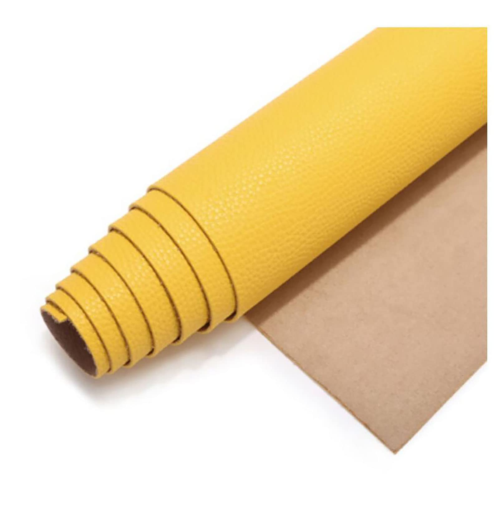 Faux cuir tissu jaune 1.38x0.5m similicuir épais pour tapisserie
