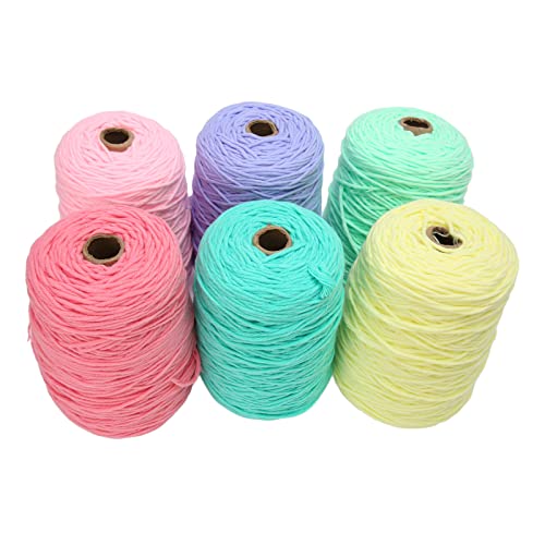 Dishcloth Cotton Yarn, Chunky Cotton Yarn, 6 Rolls of 437 Yards Each 8 Shares Tufting Yarn Dishcloth Cotton Yarn Bulky Yarn Cotton Wool Roll for Weaving