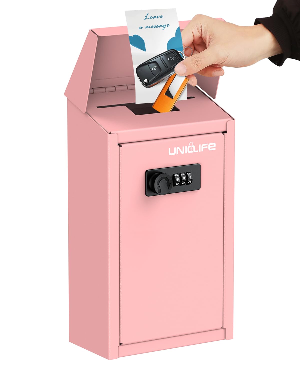Uniclife Cash Box with Combination Lock, Wall Mounted Mailbox for