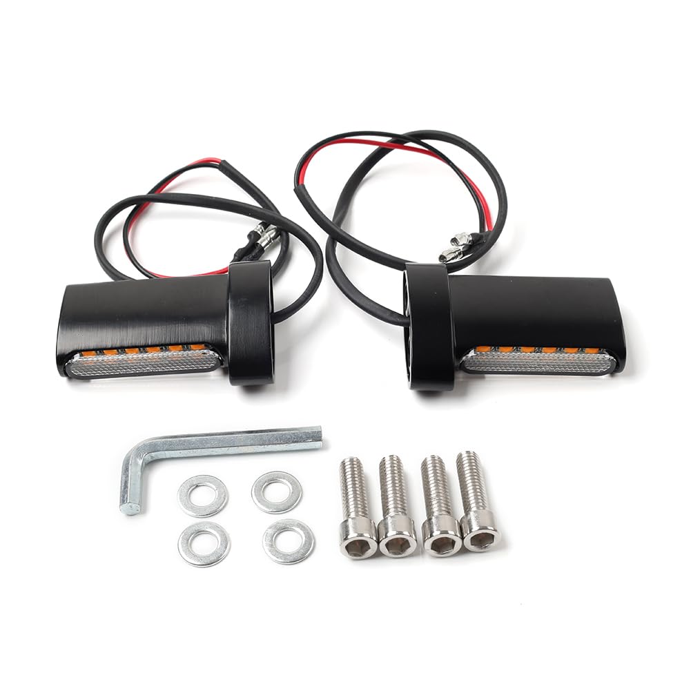 Cnswee6 2 PCS 5.180 Degrees Zinc Alloy LED Indicator Blinker Motorcycle Brake Taillights Rear LED Turn Signals Black for Harley Dyna for Sportster XL
