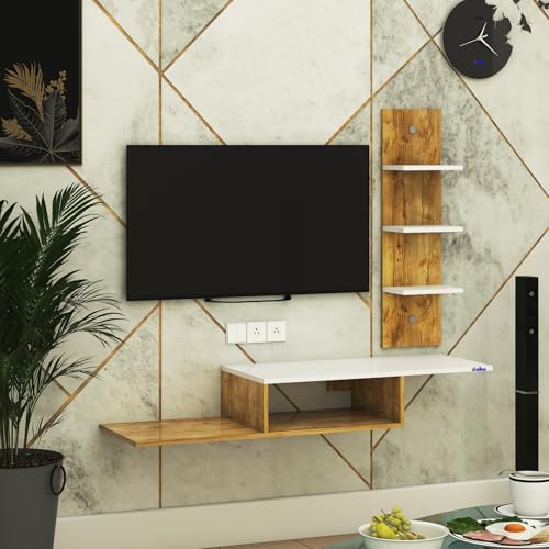Image of Anikaa Thomas Engineered Wooden TV Unit /TV Stand /Wall Mounted TV Unit /TV Cabinet /TV Entertainment Unit (Giantwood /White) - Ideal for Upto 43 inch(D.I.Y)