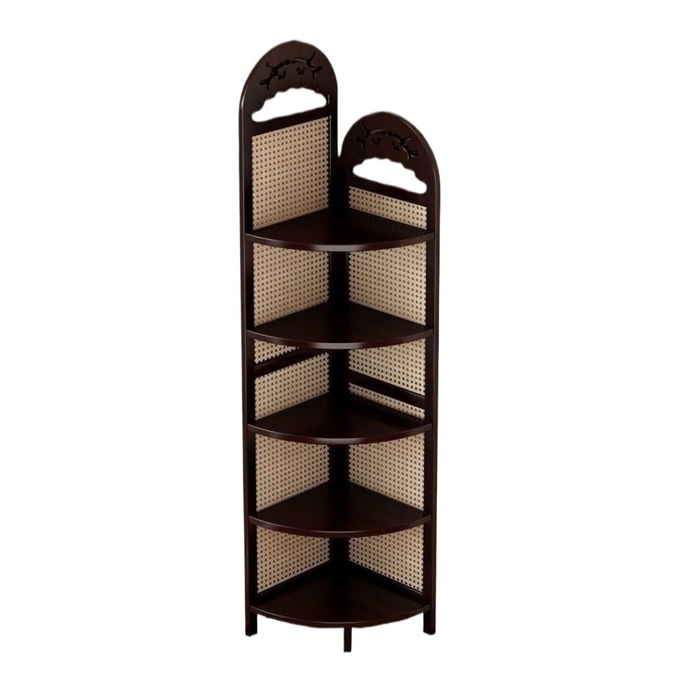 Lizhuzhuzs28 Bookcase Shelf Retro Style Corner Cabinet, Triangular, Sofa, Bedroom Shelf Bookshelf Display(Bruin)