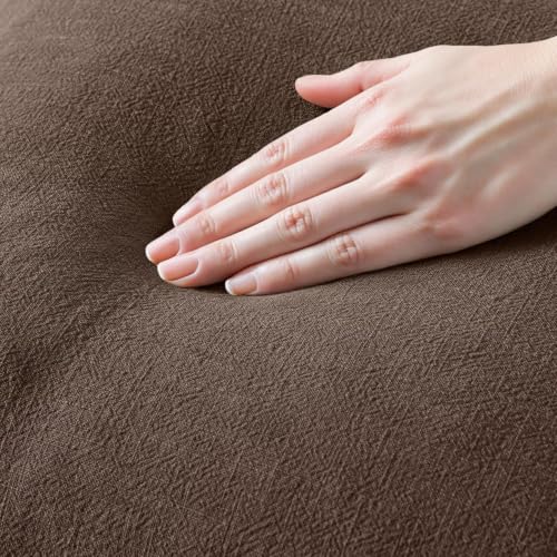 Image of MIULEE Boho Linen Fringe Decorative Fall Pillow Covers Reddish Brown 20x20