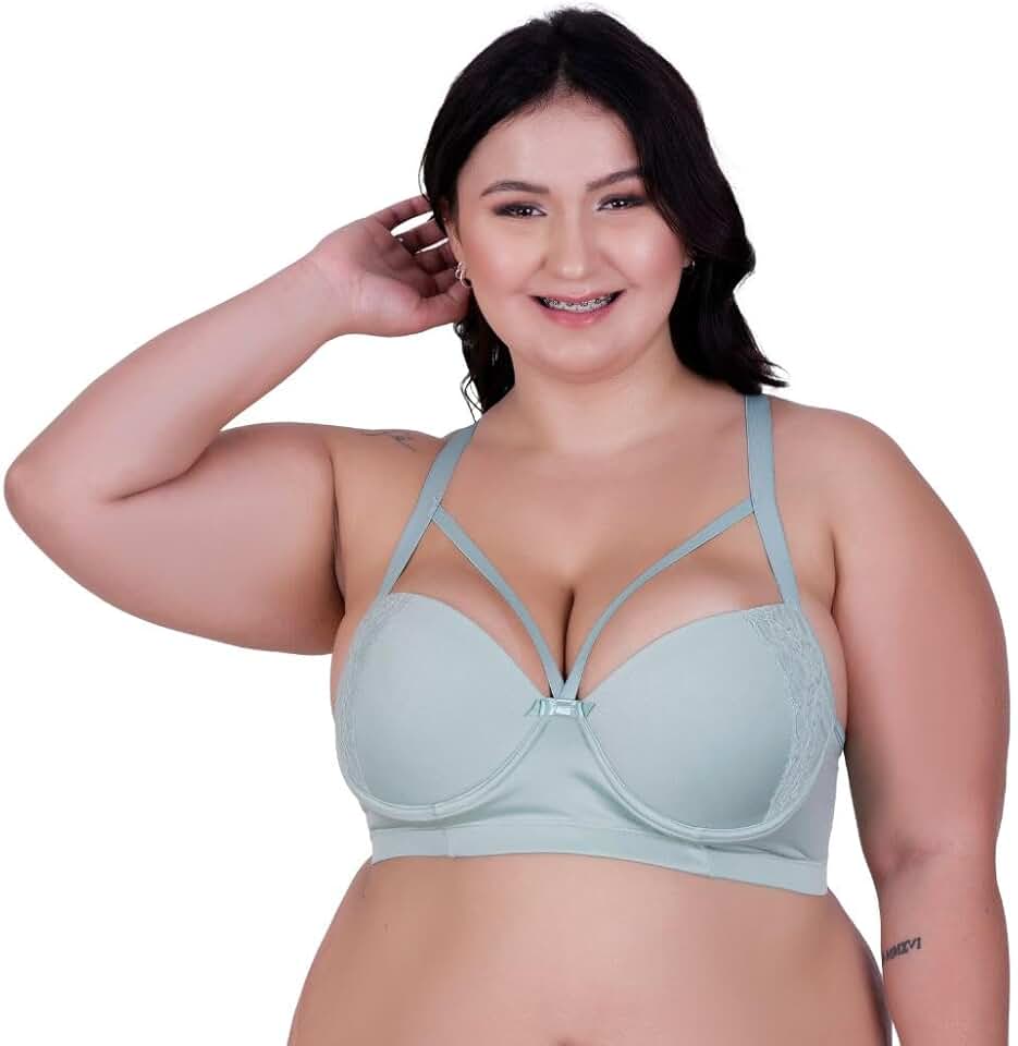 Sutiã Plus Size Bojão Tiras Terra e Mar Soutien Reforçado Strappy