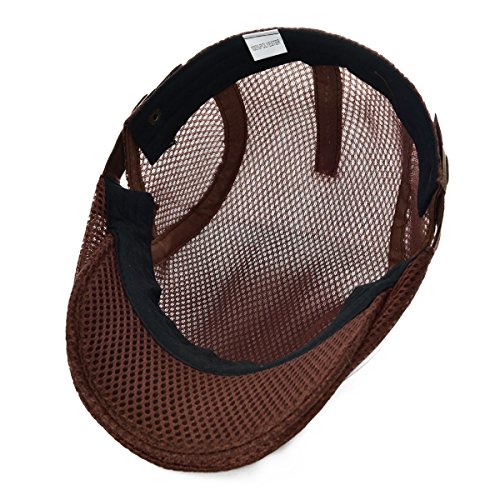 Image of VOBOOM Men Breathable Mesh Summer Hat Adjustable Newsboy Beret Ivy Cabbie Flat Cap