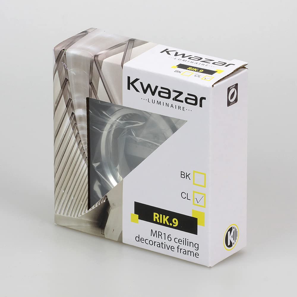 Kwazar Luminaire - Cadre d'encastrement GU10 - Cadre pour Spot encastrable - pour luminaires LED - Plat, en Verre, Effet Miroir, pour Plafond - pour Salon, Cuisine Bureau - RIK9 Carré Transparent