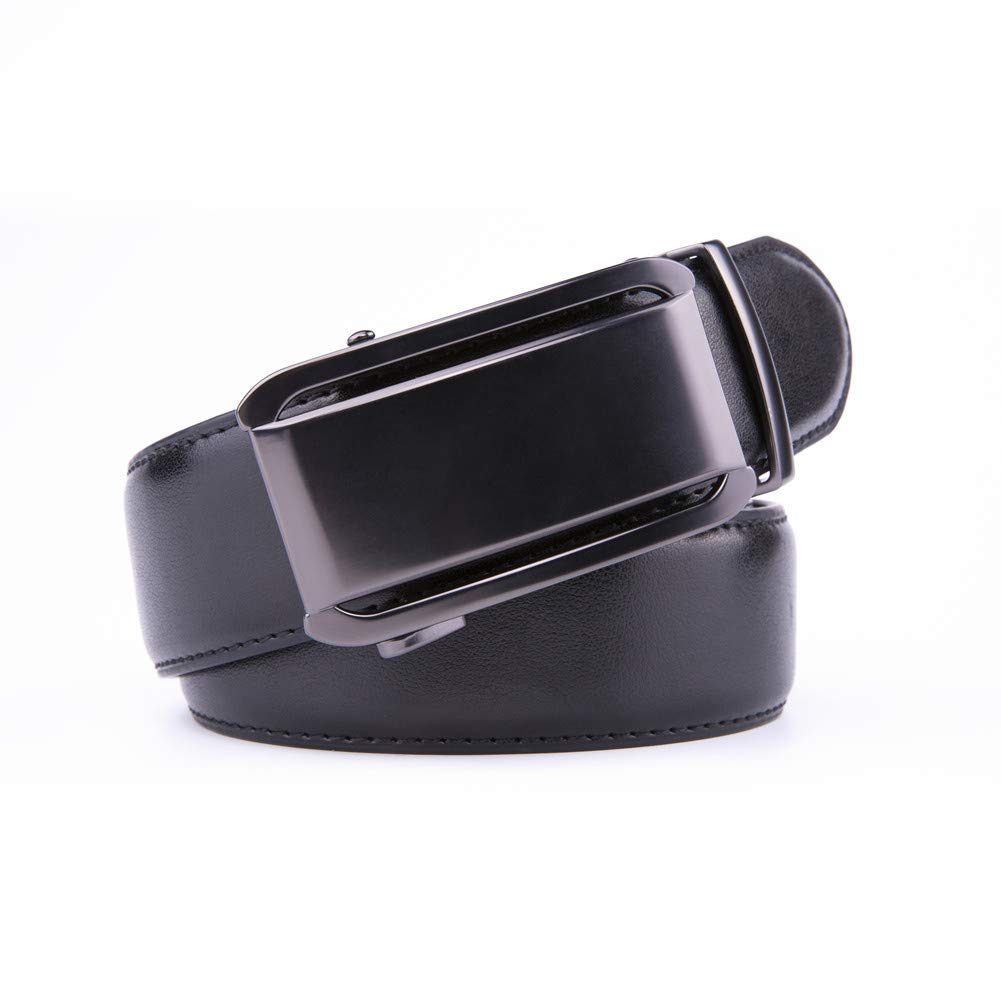 Ratchet Belt for Men Leather Dress Belts with Automatic Buckle,Trim to fit(Black 2078)