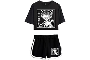 RONGJUN 2 Piece Toilet Bound Hanako Kun Outfits Crop Top and Pants