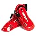whistlekick Karate Sparring Foot Gear Set with Backpack, Adult Small - Heat (Red)