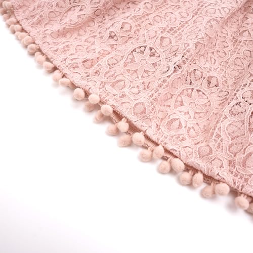 Image of BGFKS Baby Girl Tutu Dress Elegant Lace Pom Pom Flutter Sleeve with Flower Headband Set