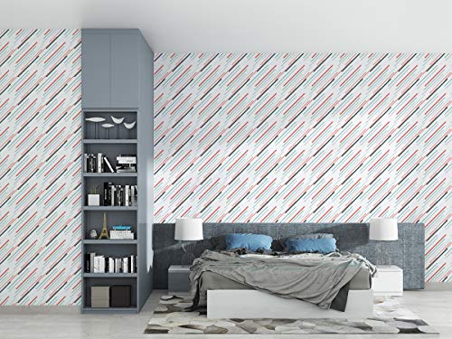 Image of DWELLSINDIA Diagonal Stripes Self Adhesive Wallpaper Waterproof, Scratch Resistant, Laminated 41cm x 244cm