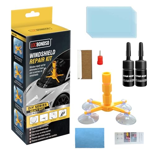 LOCBONDSO Windshield Repair Kit, Upgraded Fast-Curing Resin & Pressure Syringe, Quick Fix Auto Glass Repair for Chips, Cracks, Star & Bulls-Eye Damage, Long-Lasting Car Windshield Repair
