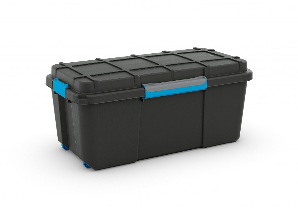 Large Plastic Scuba Dive Dry Box Black Wheeled Mobile Storage Trunk