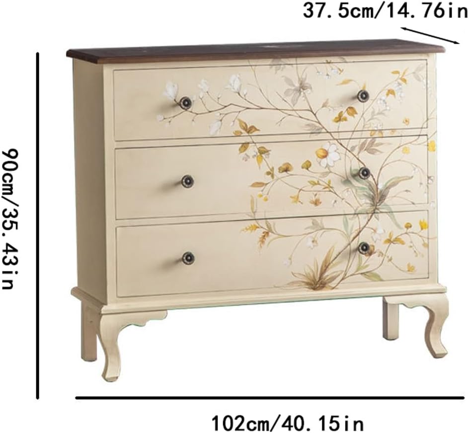 Cabinet for Dishes French Entryway Cabinet, Painted Sideboard, Bedroom Storage, Solid Wood Retro Chest of Drawers