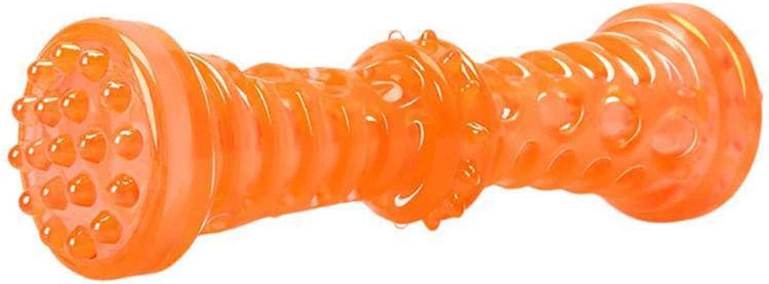 Jouet pour chien résistant aux morsures en caoutchouc Orange M pour l'hygiène dentaire des grands