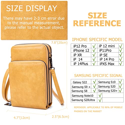 Image of myfriday Small Cell Phone Crossbody Bag, Multi-pocket & 6 Card Slots | 6 card slots, multi-pocket zipper layout and soft synthetic leather keep phone, lipstick, coins and keys ready outdoors