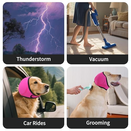Image of LIANZIMAU Quiet Ears for Dogs Comfort Calming Hoodie Dog Ear Covers for Noise & Anxiety Relief Ear Wraps for Dog Adjustable Dogs Ear Muffs Noise Protection Firework,Grooming and Force Drying