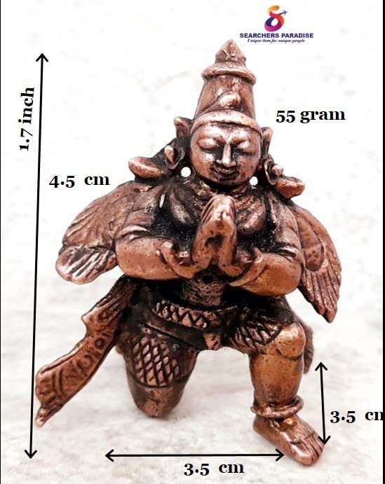 Image of Copper Idols India, 1.7 inches, Handmade Garudar, 55 Grams, Patina Antique Finish, Pack of 1 Piece