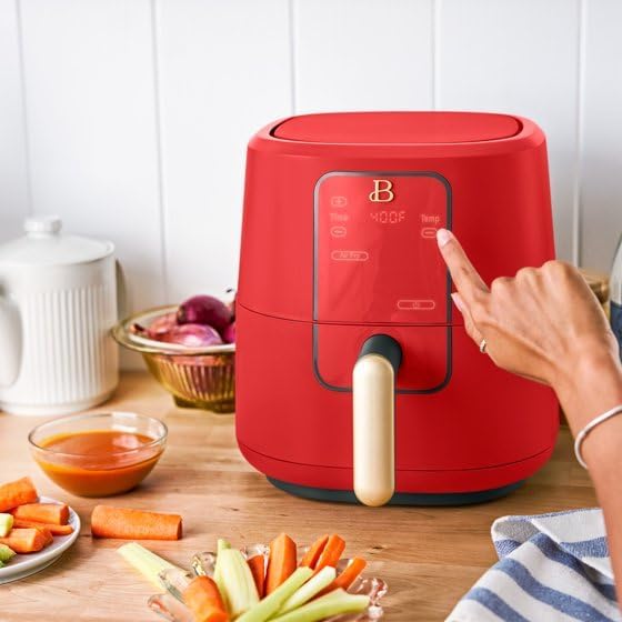 Miniatura 4 de Be.autiful - Freidora de aire de 3 cuartos con tecnología TurboCrisp, rojo tomate, 75% menos grasa que la freidora tradicional profunda, rango de
