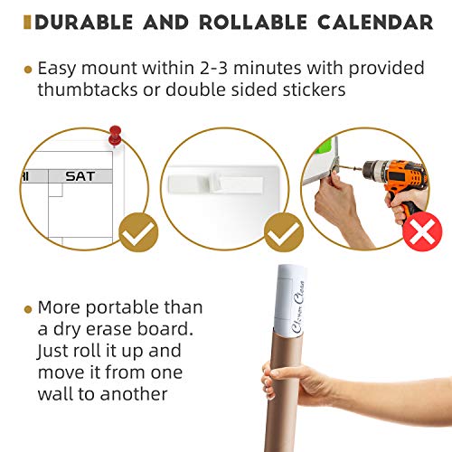 Large Reusable Dry Erase Wall Calendar - 36"x72" 2021 Undated Yearly Planner for Home, Office, School Projects - Jumbo Laminated Task Organizer (Vertical)