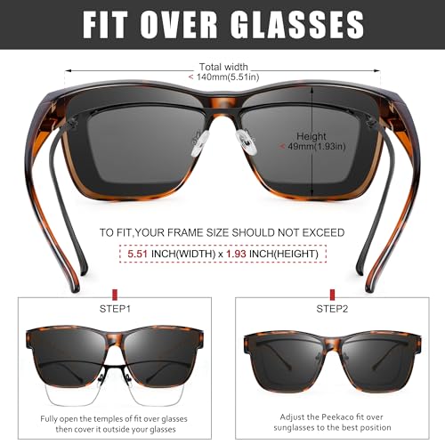 Image of Polarized Sunglasses Fit Over Glasses for Women Men, Oversized Square Sun Glasses UV400 Protection