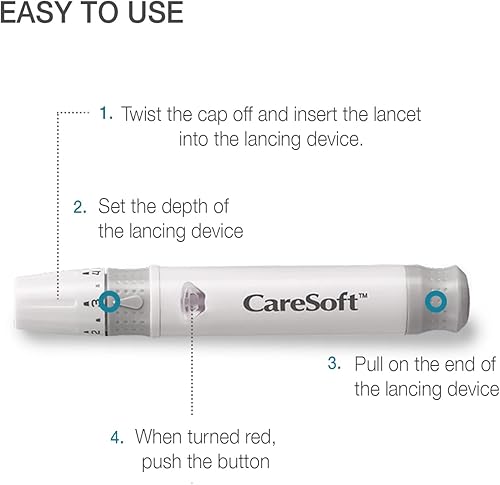 Miniatura 2 de CareSoft Dispositivo de punción - Compatible con kit de monitoreo de glucosa en sangre CareSens y la mayoría de lancetas diabéticas