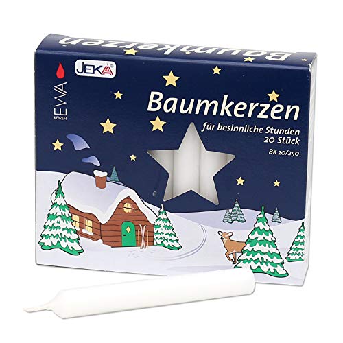 JEKA 1 Packung mit 20 Baumkerzen, Weiss, Ø 13 mm Länge 105 mm Inkl....