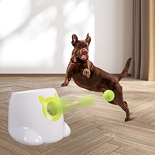 Palulu Automatic Ball Launcher For Dog, 6Pcs 2 Inches Balls Included (White) #TOP1