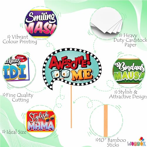 Image of WOBBOX All Occasion Multi Colour Party Props, Baby Shower Props for Family, Wedding Props, Medium (WOBOX1857)