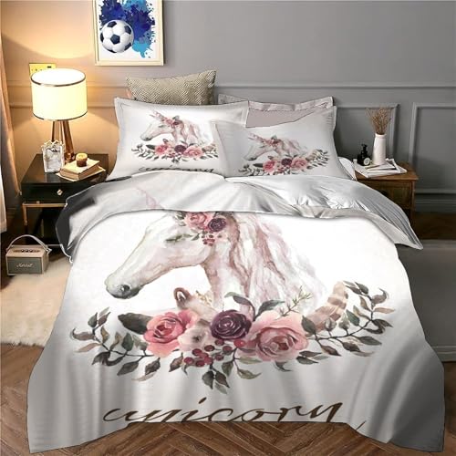 Housse de couette licorne 220x240 avec zip fermeture éclair intégrée