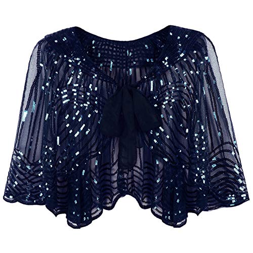 VIJIV Women's 1920s Flapper Shawl Jackets Sequin Bolero Shrugs Vintage Style Gatsby Evening