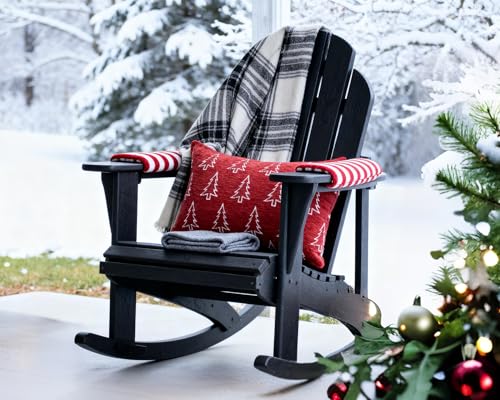 Image of 2 Pack Chenille Christmas Pillow Covers 12x20, Red Double-Sided Snowflake & Christmas Tree, Cozy Farmhouse Holiday Cushion Case, Decorative Throw Pillowcase for Sofa Couch Bed(Red,12x20)
