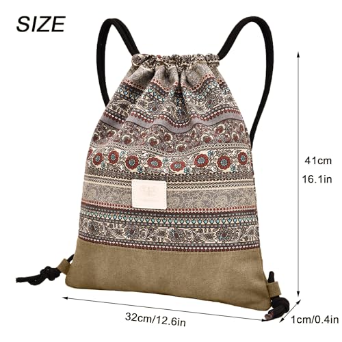 LAKE OF FIRE Drawstring Bags - Lightweight & Compact Bag for Yoga, Gym, Sports, Beach, Travel, and Daily Use(Brown)2