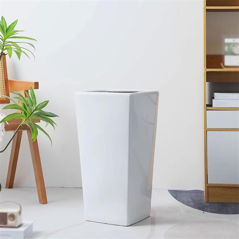 Białe doniczki z połyskiem do ziemi, z otworami drenażowymi, ceramicznymi doniczkami, roślinami, kwiatami, pojemnikami do salonu, ogrodu itp