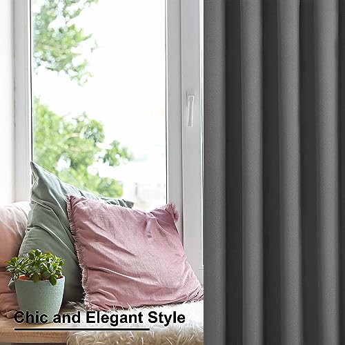 XWZO Blackout Curtains Shades Window Curtain Panels with Tiebacks- Noise Reduction and Light Blocking Grommet Curtains for Bedroom,Living Room,Office,Study Room Grey W46xL54 - Image 6