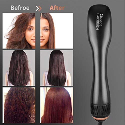 Hair Straightener Brush, 1200W Ionic Straightening Brush with 3 Heat Levels for All Hair Types, 2 in 1 Ceramic Hair Dryer & Straightener Brush for Home,Salon and Travel (Grey Black) - Thumbnail 4