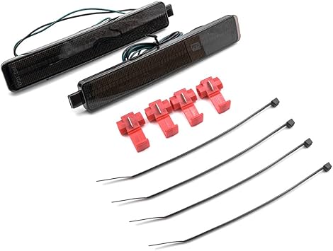 CTS/CTS-V LED Bumper Reflector Lights for 2008-2013 Cadilla.c CTS / 2009-2013 Cadilla.c CTS-V Rear Turn Signal Lamps LED Tail Brake Rear Fog Lamps Reflector Light Kit Smoked Lens OEM Replacement