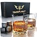 Whiskey Glasses and Whiskey Stones - Premium Whiskey Glass Set, 2 Ornate Style Glasses for Scotch or Bourbon in Gift Box | Bar Set for Man Cave, Gift for Man or Woman