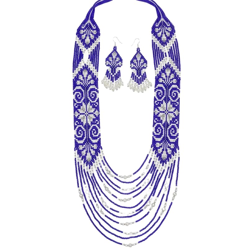 Collar gerdan ucraniano con pendientes LK_UKRN_0820 joyería de cuentas multicolor