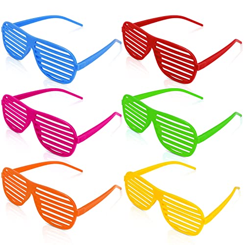 Ainiv 6 Paar Shutter Shades Brille, Transparente Candy Color Sonnenbrille für Geburtstagsfeier, Halloween, LNeuheit Party ustige Partybrillen für Erwachsene, Jungen und Mädchen 6er Pack