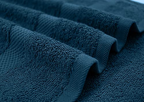 Image of DAN RIVER Bath Towels Set of 4, 27 x 54 Inches, 100% Cotton, Larger & Lighter Weight, Quicker to Dry, Super Soft and Absorbent, Ideal Opal Blue Bath Towel for Daily Use