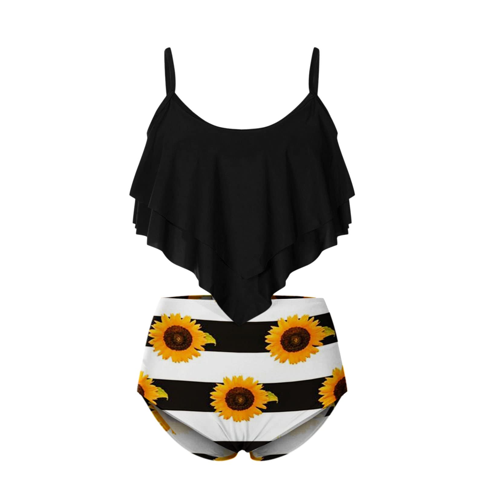 Womens High Waisted Swimsuits Bathing Suits Sexy Bikini Bottom Tummy Control Modest Swimwear Two Piece Swimsuits