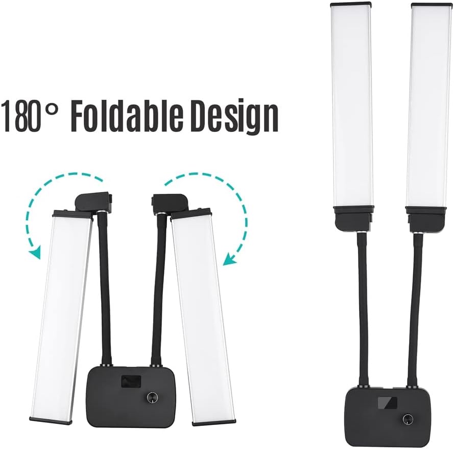 Flexible Arms LED Fill Light Bi-Color Dimmable LED Video Light 3 Lighting Modes with Phone Holder for Makeup Live Stream