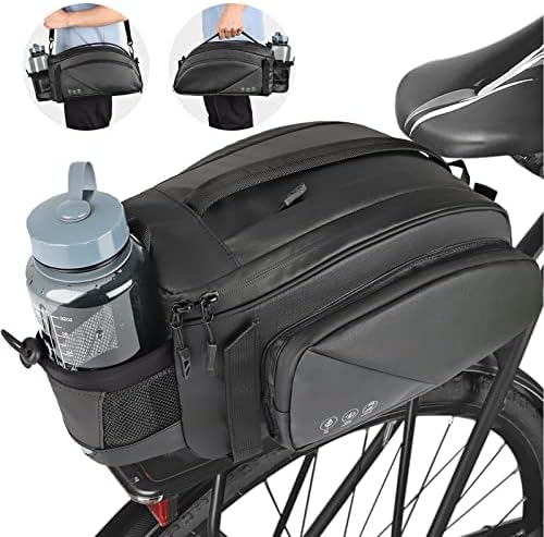 QYCHHJ Bike Rack Bag 12L Bike Trunk Reflective Rear Bag Waterproof Bicycle Saddle Panniers with Shoulder Strap Bicycle Rear Carrier Bag Commuter Bike Luggage Bag Pannier Accessories Storage Bags