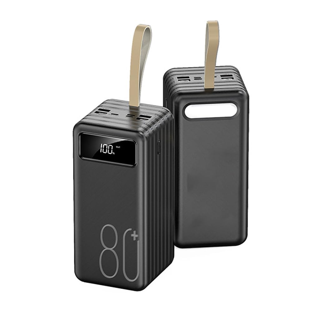 WSGDSG Power Bank, 100000mAh Portable Charger with Outputs & Inputs, Fast Phone Chargeur with Flashlight, USB C External Battery Pack for Outdoor Camping(Size:Black,Color:100000Mah)