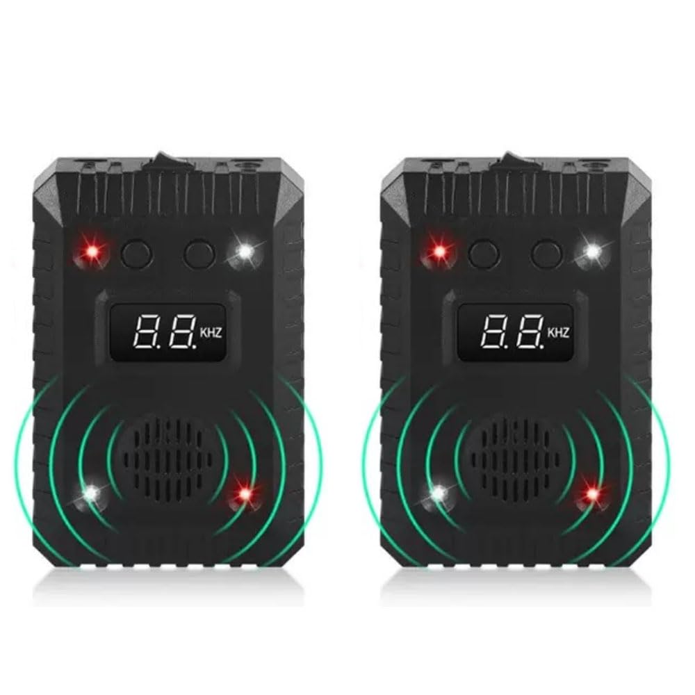 2X Ratón de ratón roedor Ardilla Repelente de ultrasonido para Motores de automóvil. Batería de automóvil o alimentación inalámbrica, Adecuado para automóviles, Camiones, autocaravanas